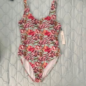 Nicole Miller Studio floral bathing suit, size L, NWT